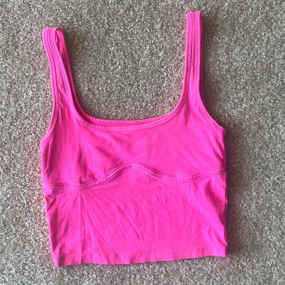 PINK Victoria's Secret Fitted Crop Tank Top Sleeveless Hot Pink